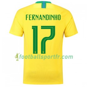 Tenue Brésil Fernandinho 17 Domicile Coupe du monde 2018 Maillot de Foot